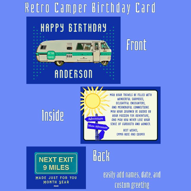 Happy Birthday Retro Camper RV Travel Card (Fun birthday card for the travel enthusiast.)
