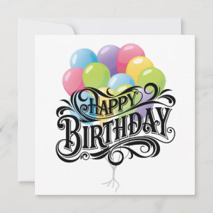 Happy Birthday Retro Card Balloons
