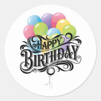 Happy Birthday Retro Card Balloons