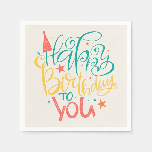 Happy Birthday Retro Design  Napkins (Front)