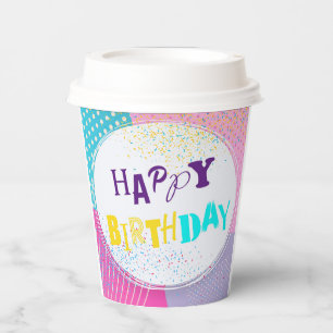 Happy Birthday Retro Design Paper Cups