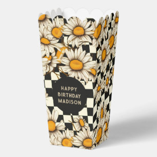 Happy Birthday Retro Groovy Daisy Chequerboard Favour Box