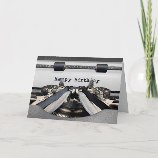 Happy Birthday Retro Typewriter  Card (Front)