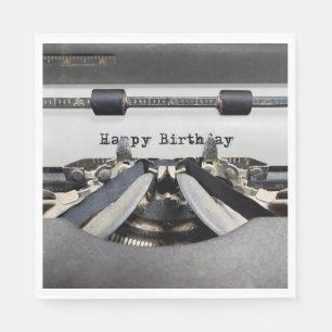 Happy Birthday Retro Typewriter  Napkin