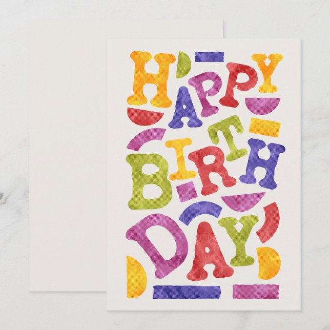 Happy Birthday Retro Typography Invitation (Front/Back)
