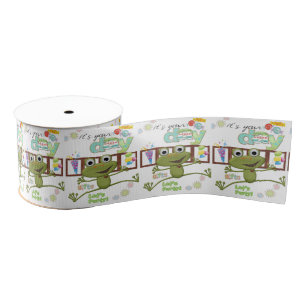 Happy Birthday Ribbon, Friends Family Frog Grosgrain Ribbon