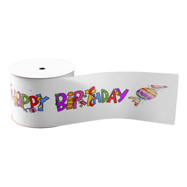 Happy Birthday Ribbon, Friends Family Surprise Gro Grosgrain Ribbon (Spool)
