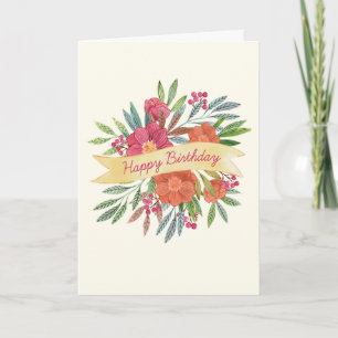 Happy Birthday Ribbon Greeting Card (Opt Photo)