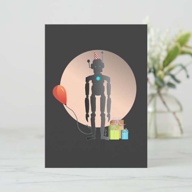 Happy Birthday Robot Invitation (Standing Front)