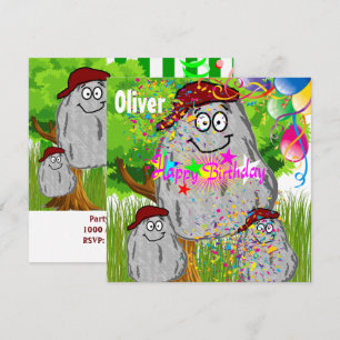 Happy Birthday Rock PotatoCard Invitation Balloons