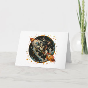 Happy Birthday Rocket Ship French Bulldog Card