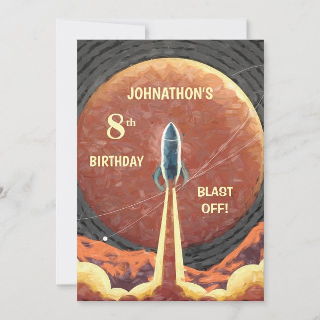 Happy Birthday Rocket Space Fun Universe Card (Front)