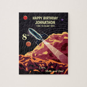 Happy Birthday Rocket Space Universe Fun  Jigsaw Puzzle