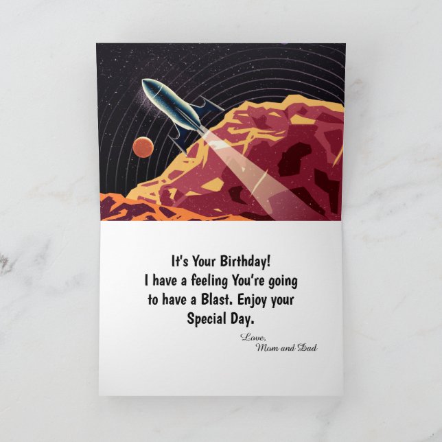 Happy Birthday Rocket Space Universe Personalise Card (Inside)
