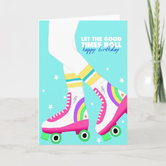 Happy Birthday Roller Skates Card (Front)