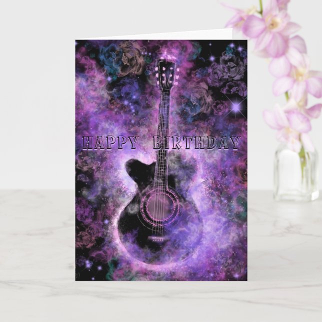 Happy Birthday Romantic Guitar Music Card (Orchid)