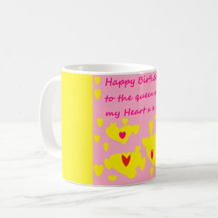 Happy birthday romantic love message on a mug
