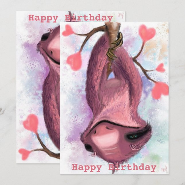 Happy Birthday - Romantic Sloth (Front/Back)