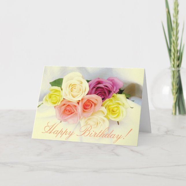 Happy Birthday! rose bouquet Card (Front)