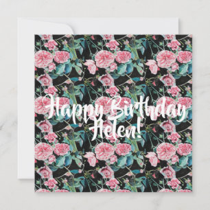 Happy Birthday Rose floral ladies Name Card