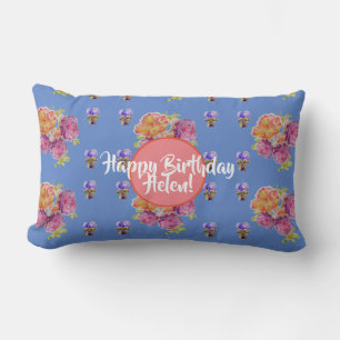Happy Birthday Rose floral ladies Name Cuchion Lumbar Cushion