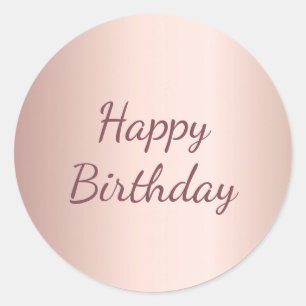 Happy Birthday rose gold metal gift wrapping Classic Round Sticker