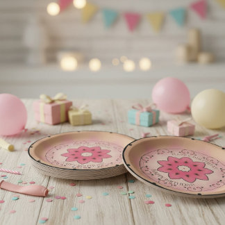Happy Birthday Rose Paper Plate