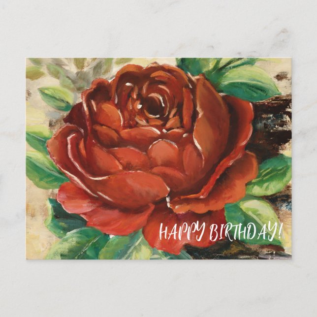 Happy Birthday Rose Postcard (Front)