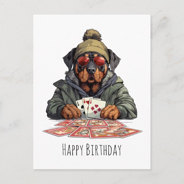 Happy Birthday Rottweiler Dog Playing Cards (Front)