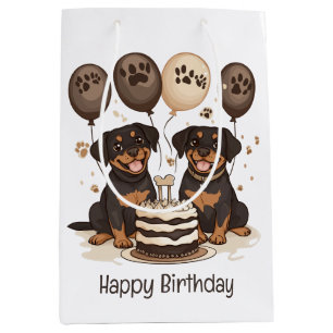 Happy Birthday Rottweiler Dogs Medium Gift Bag