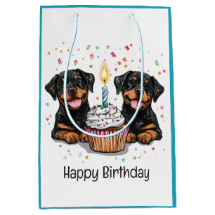 Happy Birthday Rottweiler Dogs Medium Gift Bag