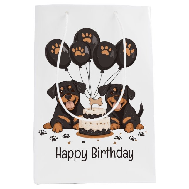 Happy Birthday Rottweiler Dogs Medium Gift Bag (Front)