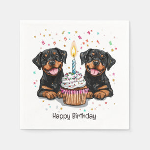 Happy Birthday Rottweiler Dogs Napkin