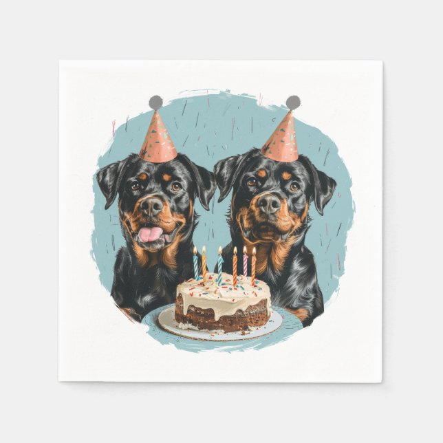 Happy Birthday Rottweiler Dogs Napkin (Front)