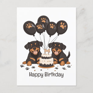 Happy Birthday Rottweiler Dogs Postcard