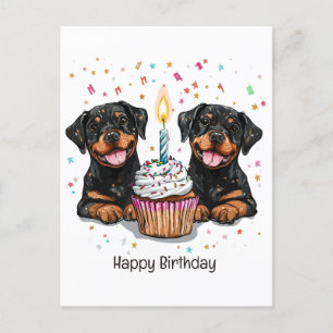 Happy Birthday Rottweiler Dogs Postcard