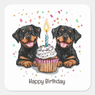 Happy Birthday Rottweiler Dogs Square Sticker