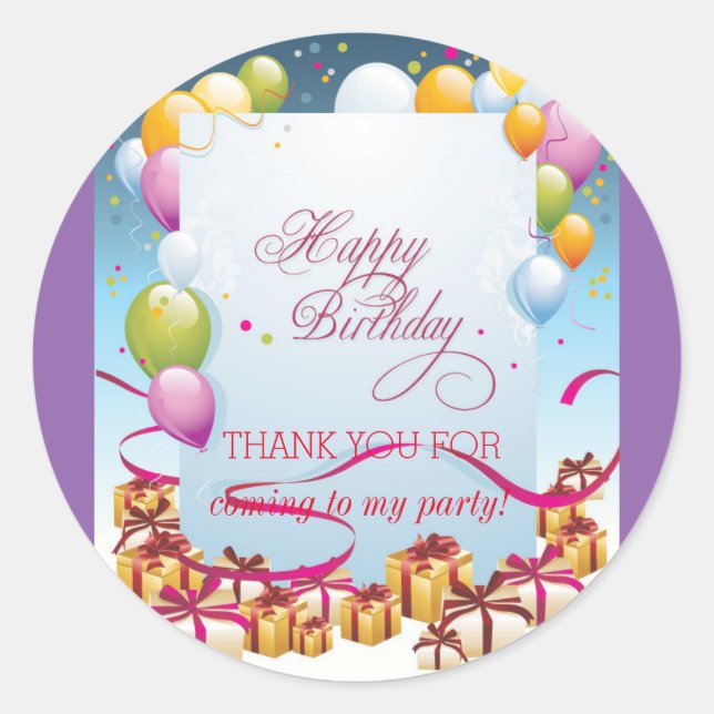 HAPPY BIRTHDAY ROUND CLASSIC STICKER (Front)