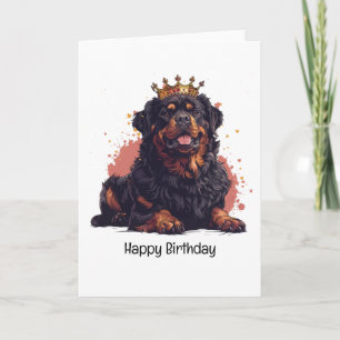 Happy Birthday Royal Rottweiler Dog Queen Crown Card