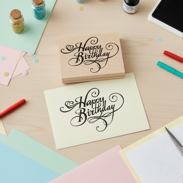 Happy Birthday Rubber Stamp (Happy Birthday Rubber Stamp)