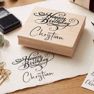 Happy Birthday Rubber Stamp