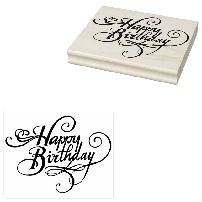 Happy Birthday Rubber Stamp (Stamped)