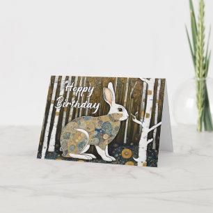 Happy Birthday Rustic Artistic Rabbit  Thank You Card