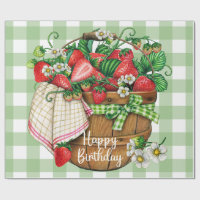 Happy Birthday Rustic Strawberry Fruit Basket