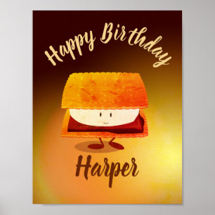 Happy Birthday S’more Name Poster