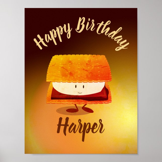Happy Birthday S’more Name Poster (Front)