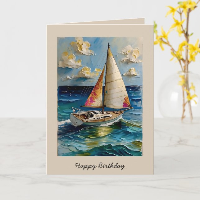 Happy birthday sailing card (Yellow Flower)