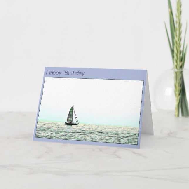 Happy Birthday Sailing Ocean Yacht Card (Front)