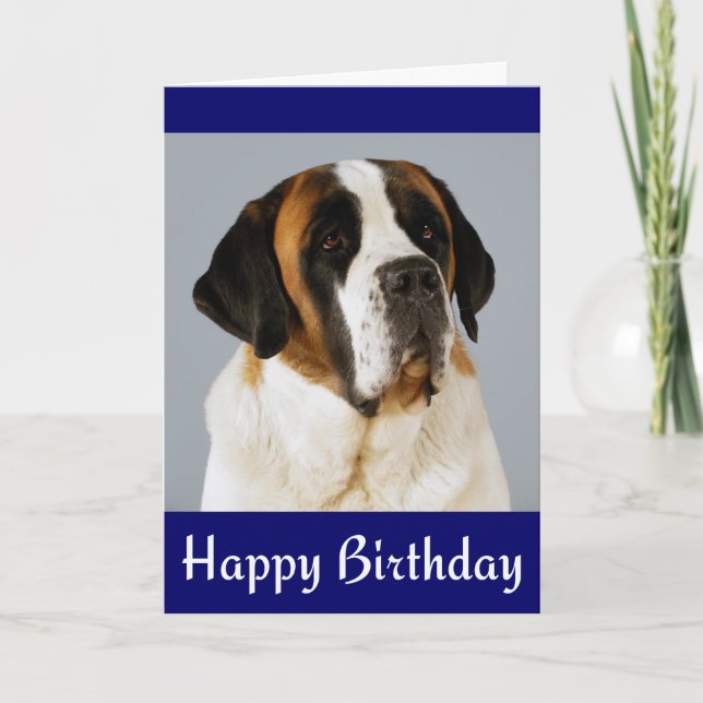 Happy Birthday Saint Bernard Puppy Dog Card (Front)