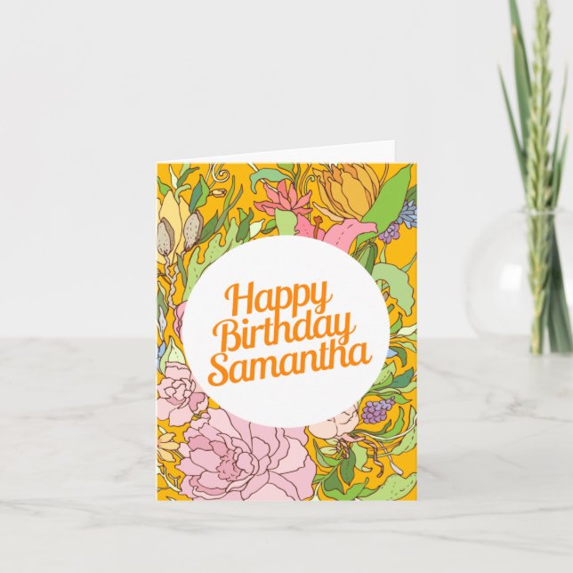 Happy Birthday Samantha | Floral Birthday Card (Front)